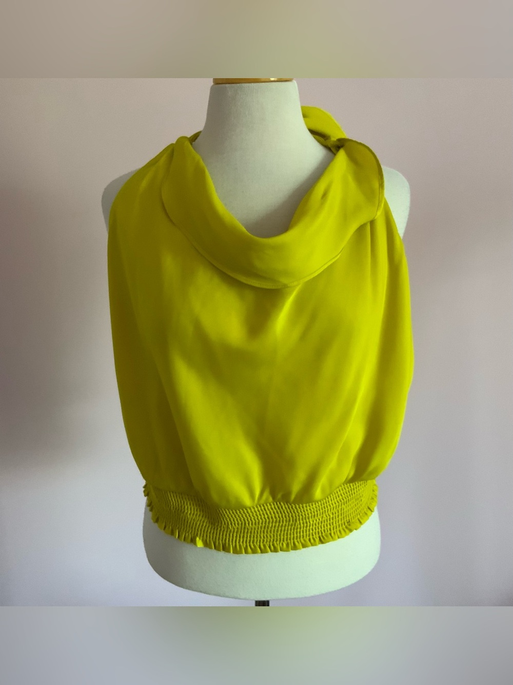 Anthropologie Chartreuse Cowl Neck Tank